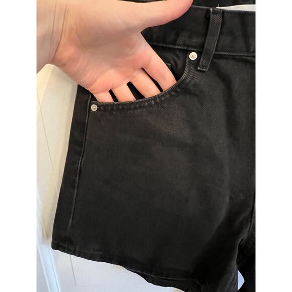 NEW Mango Women's 2 Black Jean Shorts Zoe High Waist Straight Fit Denim - Picture 6 of 13